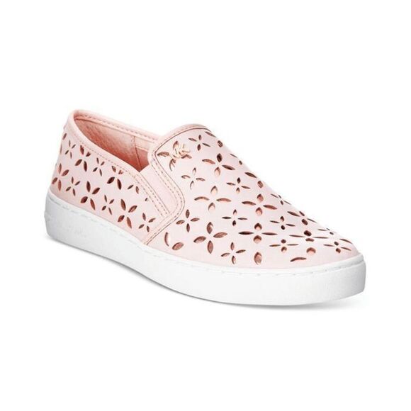 MK Michael Kors Keaton lasered pink leather slip on sneaker shoes 6.5 w/box GUC - Picture 1 of 11